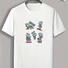 Men's Cartoon Zombie Print T-shirt for Halloween
