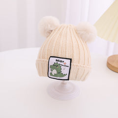 Kids' Dinosaurs Patch Beanie Hats - Warm and Stylish Winter Gear