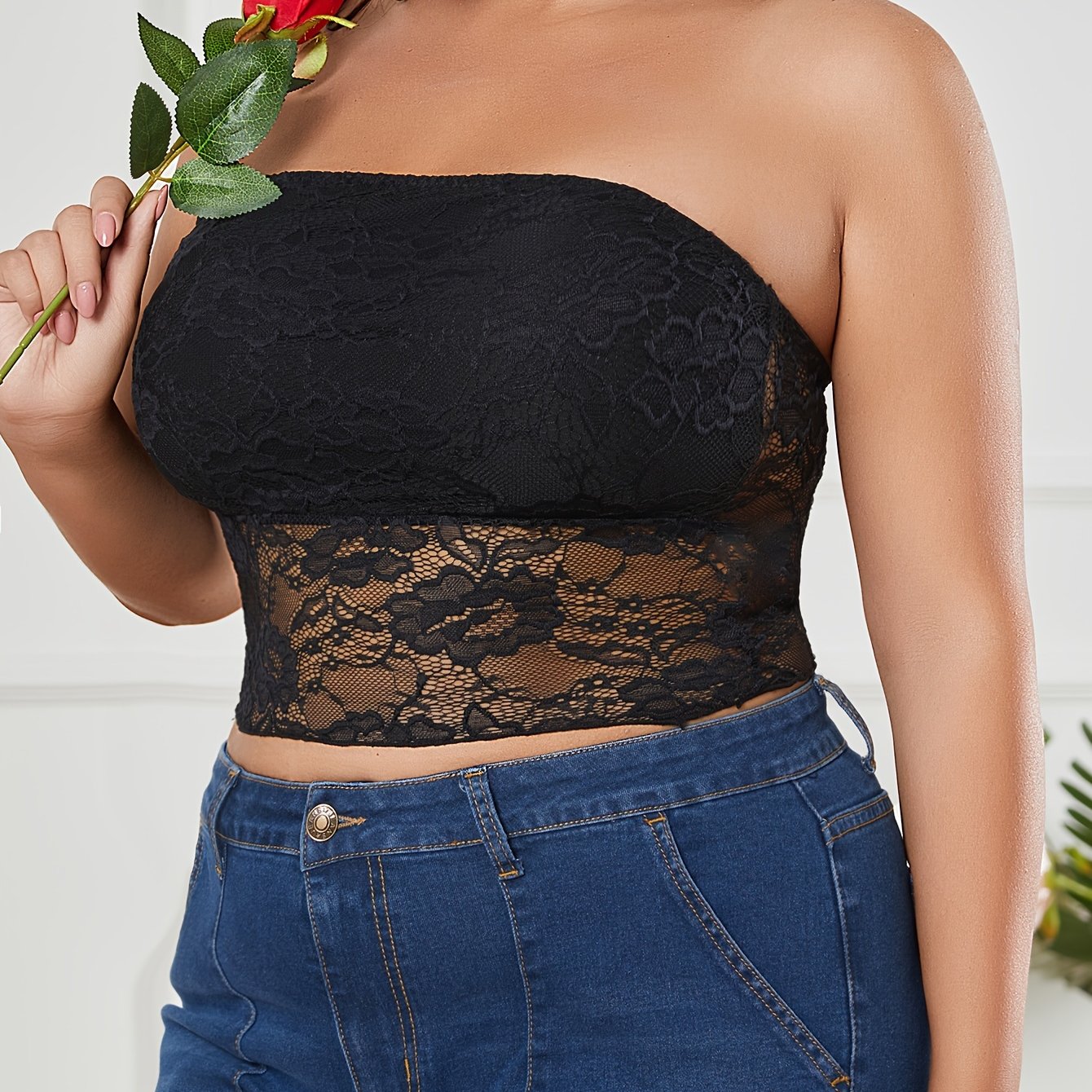 Floral Lace High Stretch Tube Bra