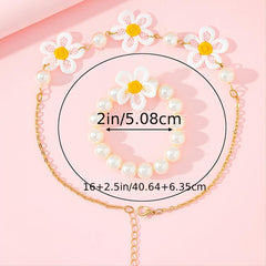 Girls Embroidered Flower Accessories Set