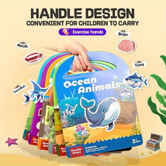 Reusable Sticker Book for Kids - 6 Themes, Animals, Fruits, Easy Peel & Stick