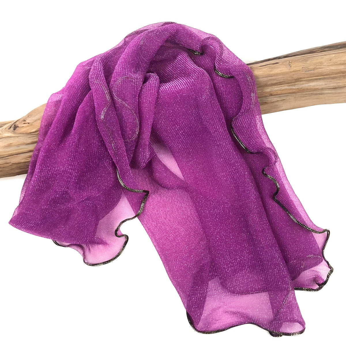 Purple Sparkling Lace Thin Scarf Vintage Breathable Shawl Women Head Wrap Turban