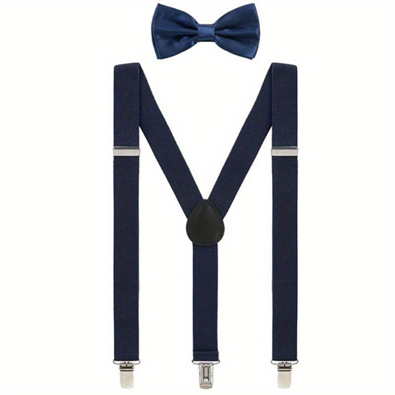 Y Shaped Bow Tie Suspenders with Strong Clips