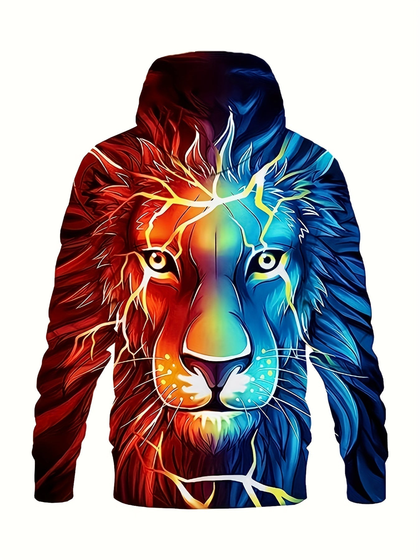 Art Style Fox Print Hoodies For Men Graphic Sweatshirt Comfy Hooded Pullover