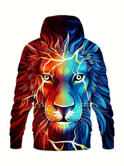 Art Style Fox Print Hoodies For Men Graphic Sweatshirt Comfy Hooded Pullover
