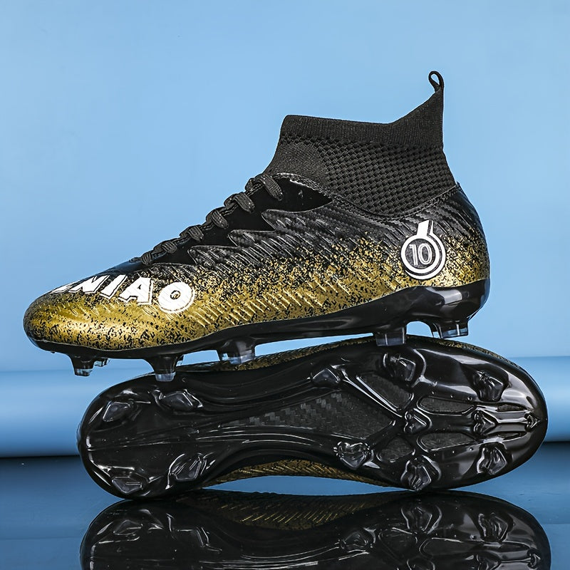 Boys' High Top Spiked Football Cleats Non Slip Outdoor Soccer Shoes