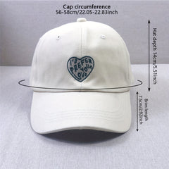 Vintage Heart Embroidery Baseball Cap Solid Casual Sunscreen Dad Hat