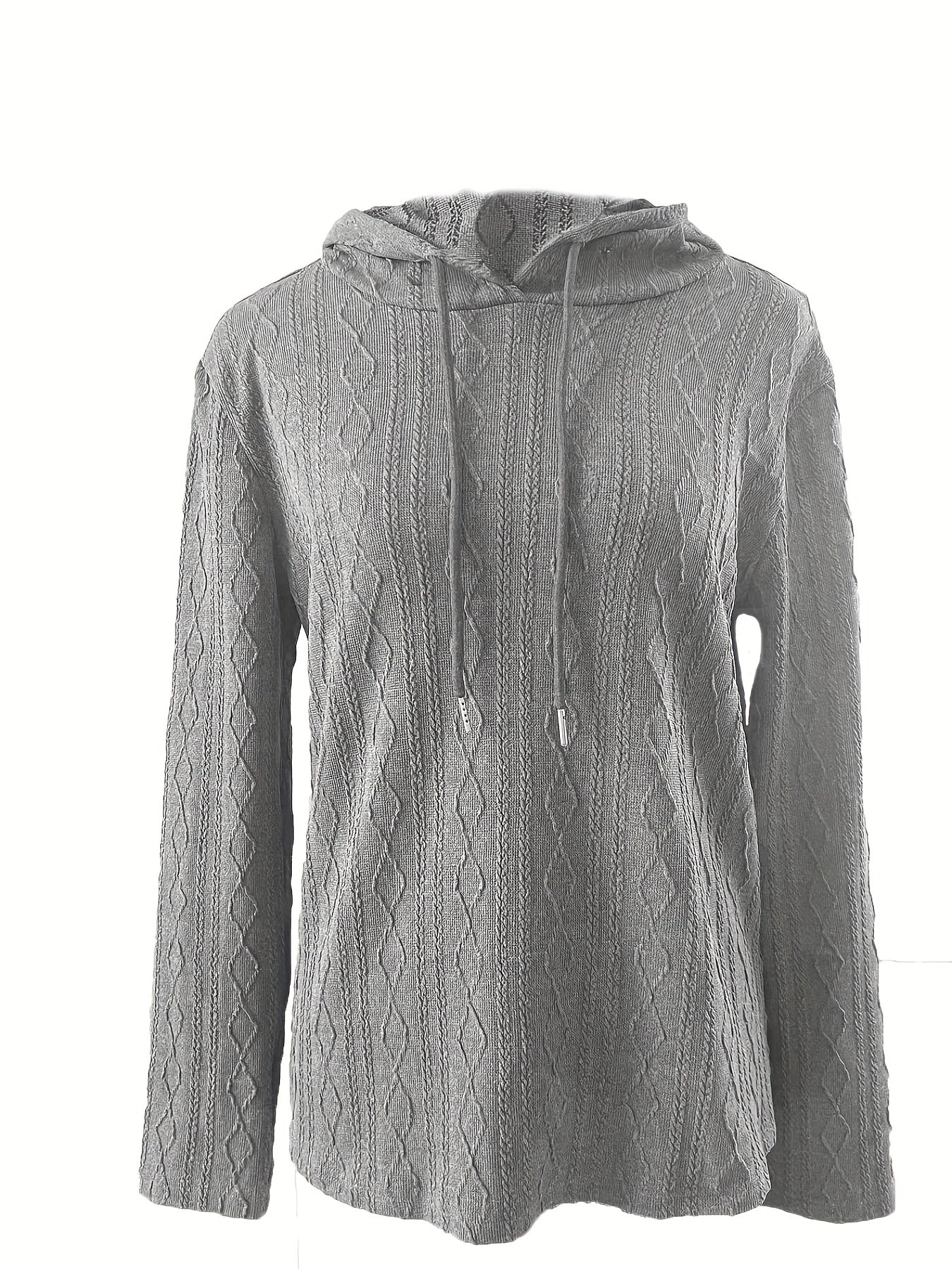 Textured Drawstring Hoodie Long Sleeve Sweatshirt