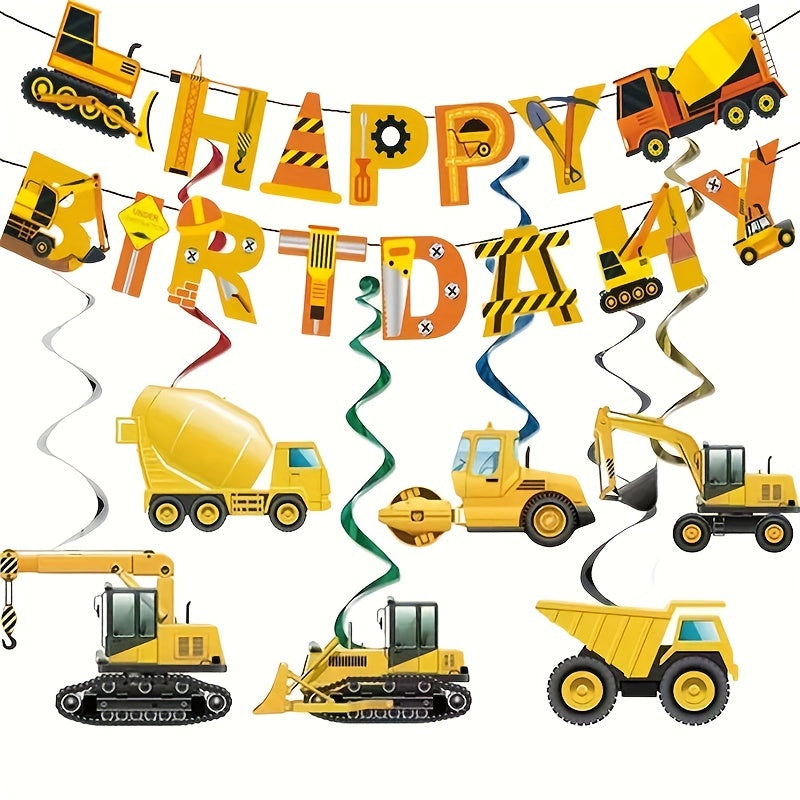 Construction Hanging Swirls Decorations for Boys Birthday Party