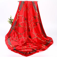 Large Square Satin Neck Scarf Lightweight Silk Scarf