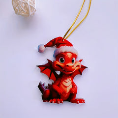 Little Fire Dragon Car Pendant 2D Acrylic Christmas Decoration Keychain