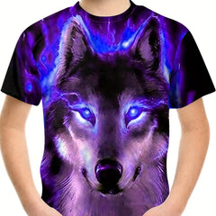 Boys' Wolf Graphic T-Shirt 3D Print Active & Summer Ready