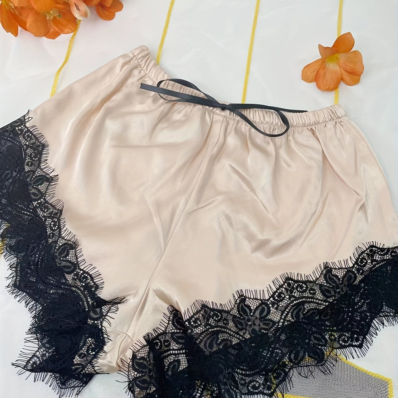 Soft Lace Stitching Sleep Bottoms Elastic Waistband Shorts