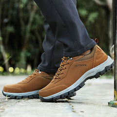 Men's Solid Hiking Shoes Non Slip Lace Up Sneakers