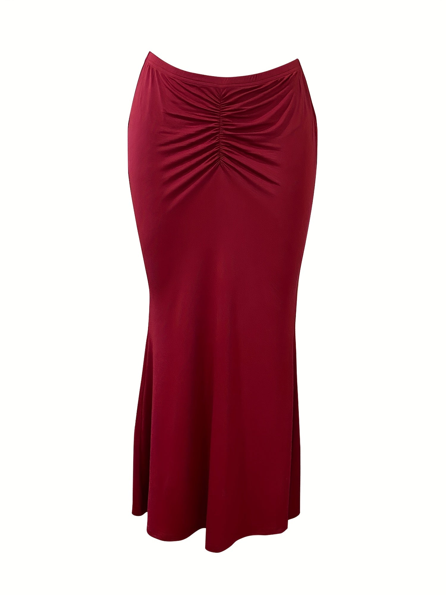 Ruched Bodycon Skirt Elastic Waist Spring Summer Women's Clothing