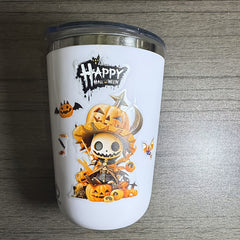 Halloween 5D Sticker Tumbler Cartoon Jack O' Lantern with Pumpkins Bats