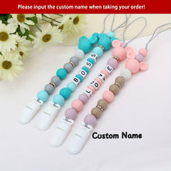 2pcs Personalized Pacifier Clips Custom Dummy Chain Gift