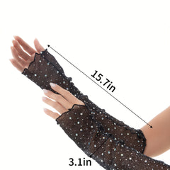 Sequin Sparkling Gloves Long Mesh Party Gloves Thin UV Protection