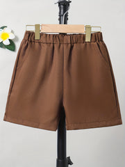 Boys Solid Shorts Casual Elastic Waist Shorts for Summer
