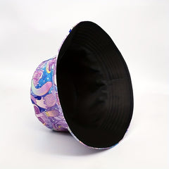 Purple Mushroom Print Bucket Hat Sunscreen Vacation Fisherman Cap