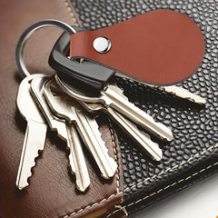 6pcs PU Leather Keychains Keyrings With Rivets for Camping Hiking Backpack