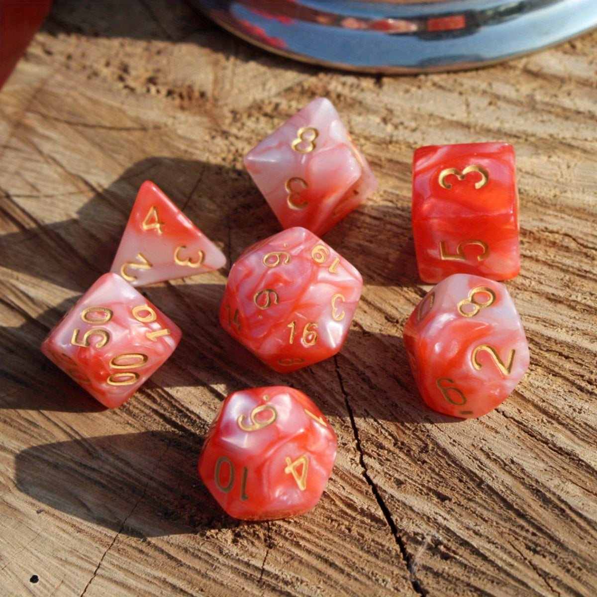 7pcs Rose Pearlescent Dice Set for RPG Party
