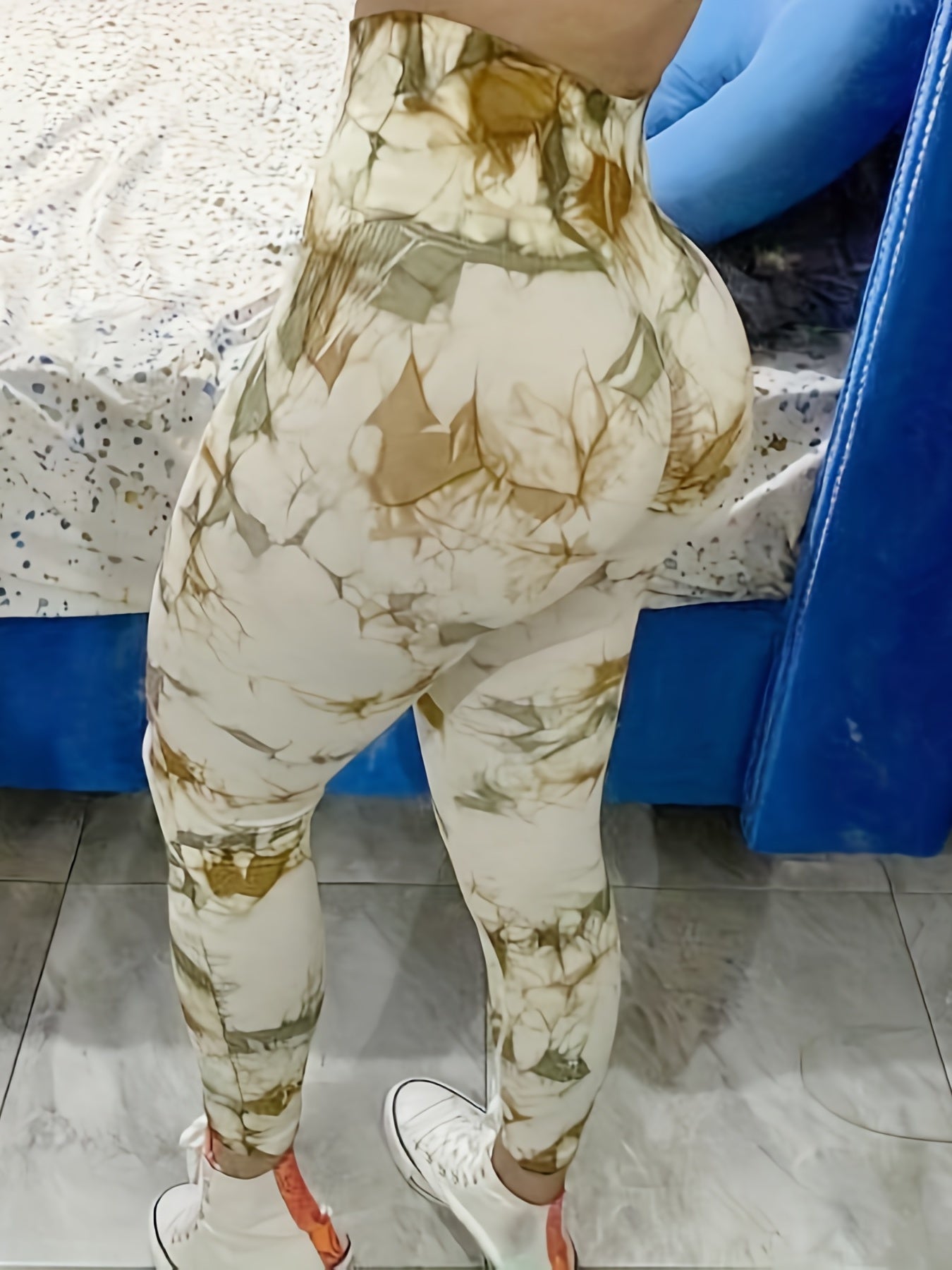 High Stretchy Tie Dye Camo Print Scrunch Butt Wideband Waist Sports Leggings