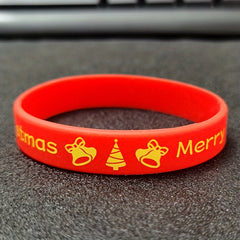 2 Pcs Christmas Silicone Bracelet Elastic Wristband Women Girls Xmas