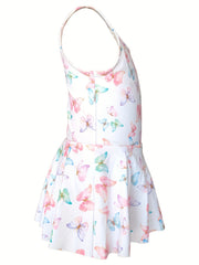 Sweet Girls Butterfly Sleeveless Swimwear Comfy Bathing Suit