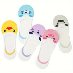 5 Pairs Silicone Invisible Boat Socks Low Cut Ankle Socks Women's Stockings