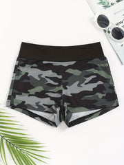 Colorblock Sports Lounge Shorts Elastic Waistband Womens Loungewear