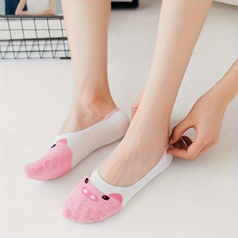 5 Pairs Silicone Invisible Boat Socks Low Cut Ankle Socks Women's Stockings