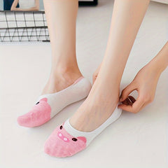 5 Pairs Silicone Invisible Boat Socks Low Cut Ankle Socks Women's Stockings