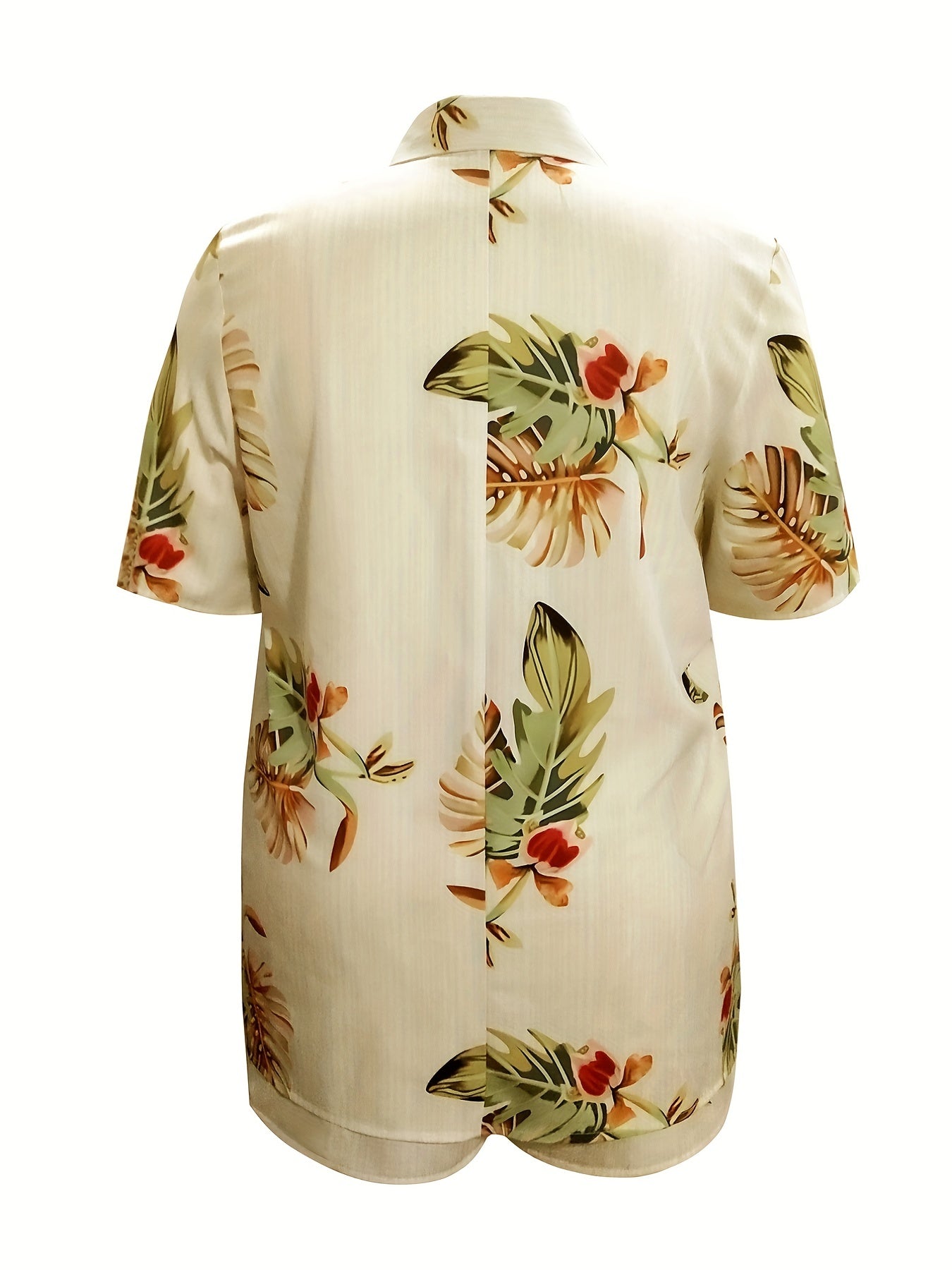 Tropical Print Button Up Skirt & Shorts Outfit Set