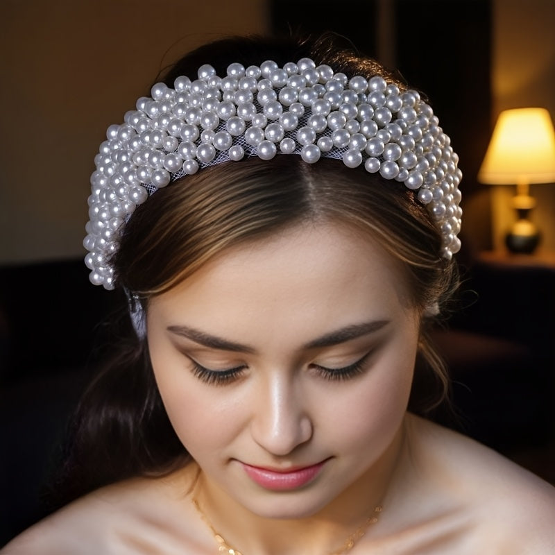Romantic Bridal Belt with Faux Pearl Accents Soft Nylon Veil