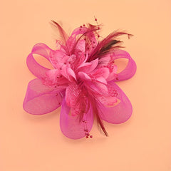 Faux Feather Mesh Flower Clip for Women Prom Party Dry Clean Accessory
