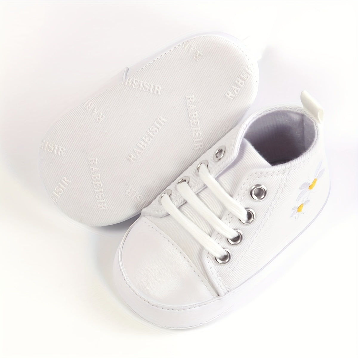 Daisy Embroidered Baby Girl Sneakers Lightweight Non Slip Shoes