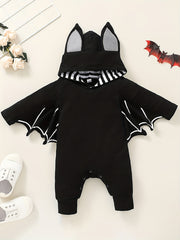 Baby Halloween Bat Print Hooded Romper Jumpsuit