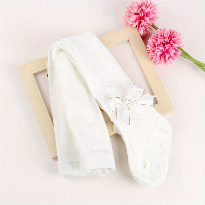 Girl's Non-slip Pantyhose with Bow Decoration