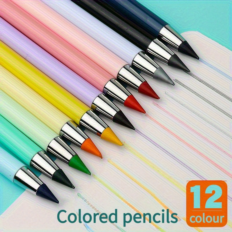 12 HB Colored Pencils with Eraser No Sharpening Needed