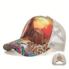 Floral Print Trucker Hat Sun Protection Baseball Cap