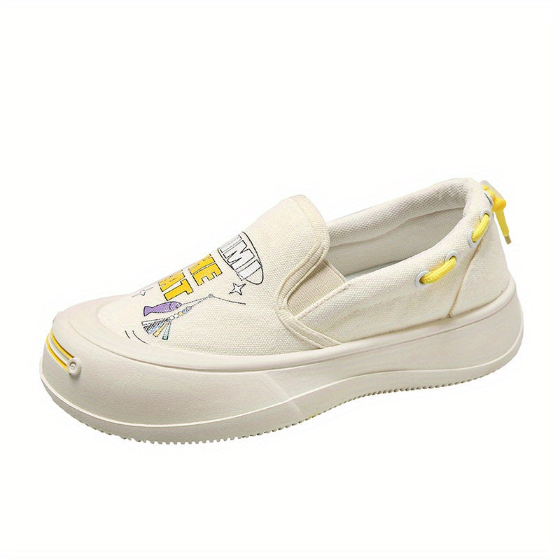 Graffiti Slip On Boat Shoes Casual Loafers Outdoor Canvas Sneakers