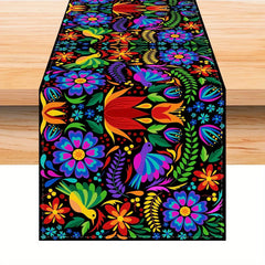 Mexican Style Table Runner Colorful Flowers Seasonal Anniversary Kitchen Dining
