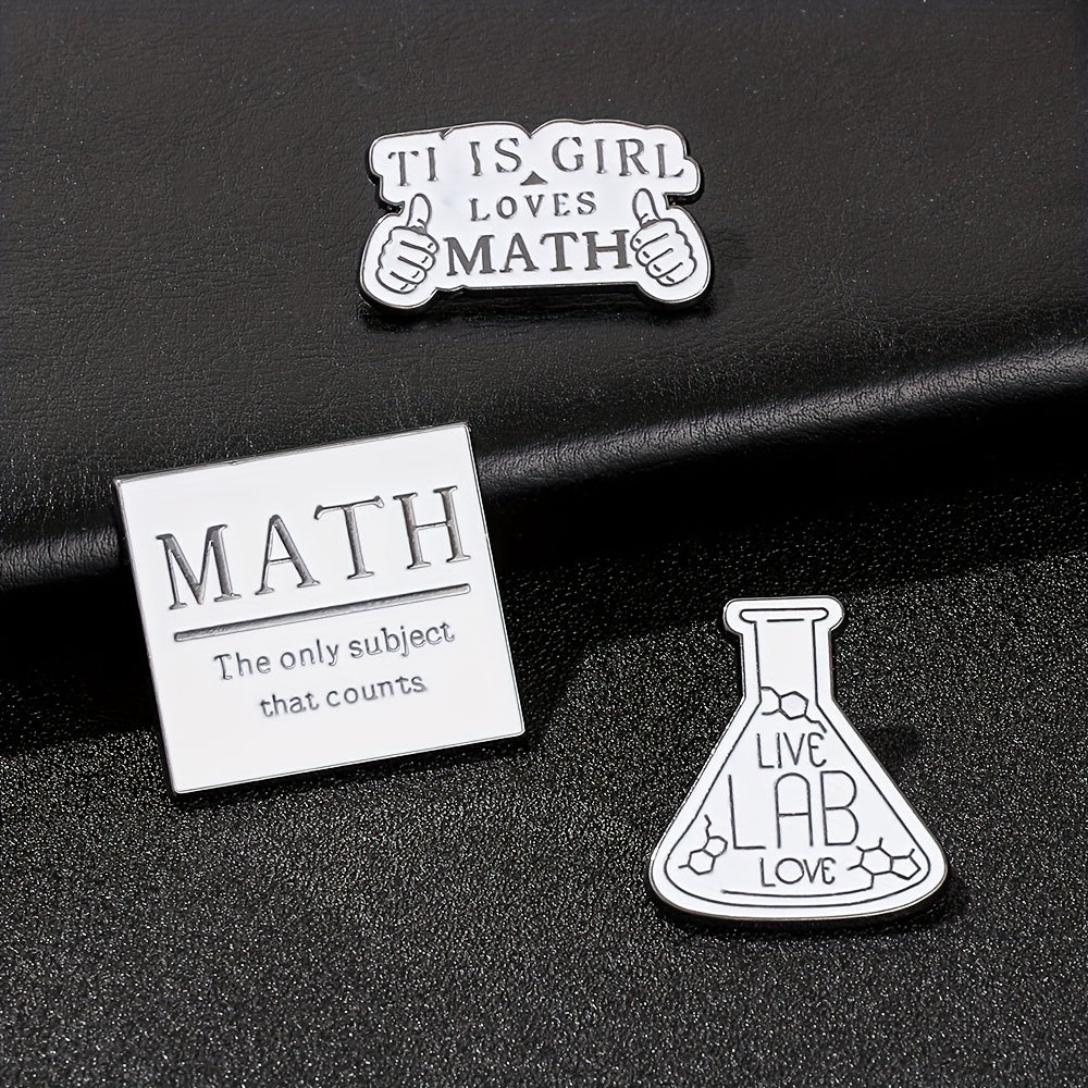 Chemical Bottle Alphabet Brooch Lab Pin Cartoon Scientist Beaker Gift