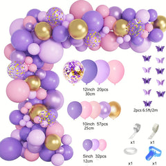 115pcs Butterfly Balloon Garland Arch Kit Pink Purple for Girl Baby Shower
