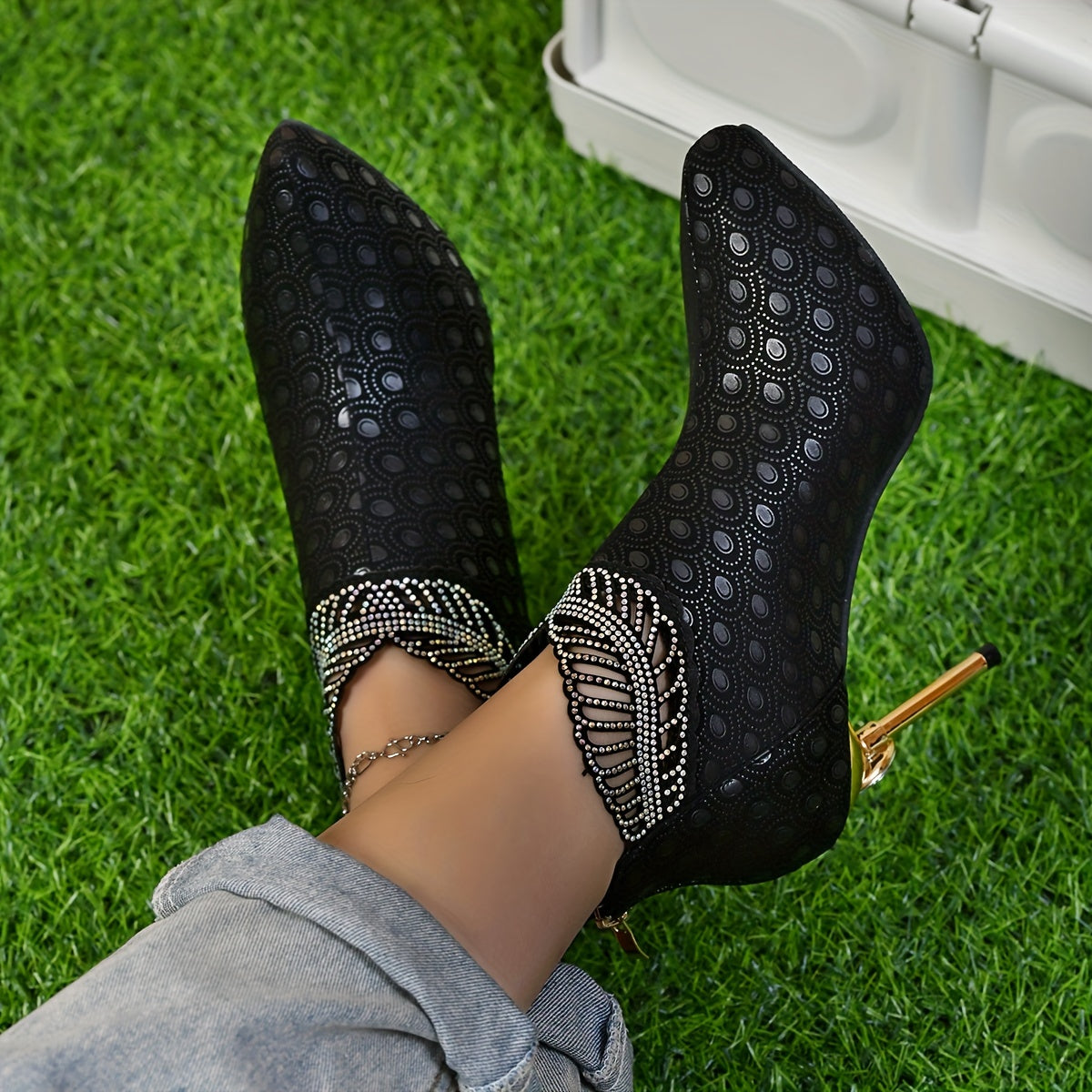 Women's Stiletto Heeled Boots Pointed Toe Back Zipper Pumps