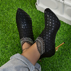 Women's Stiletto Heeled Boots Pointed Toe Back Zipper Pumps