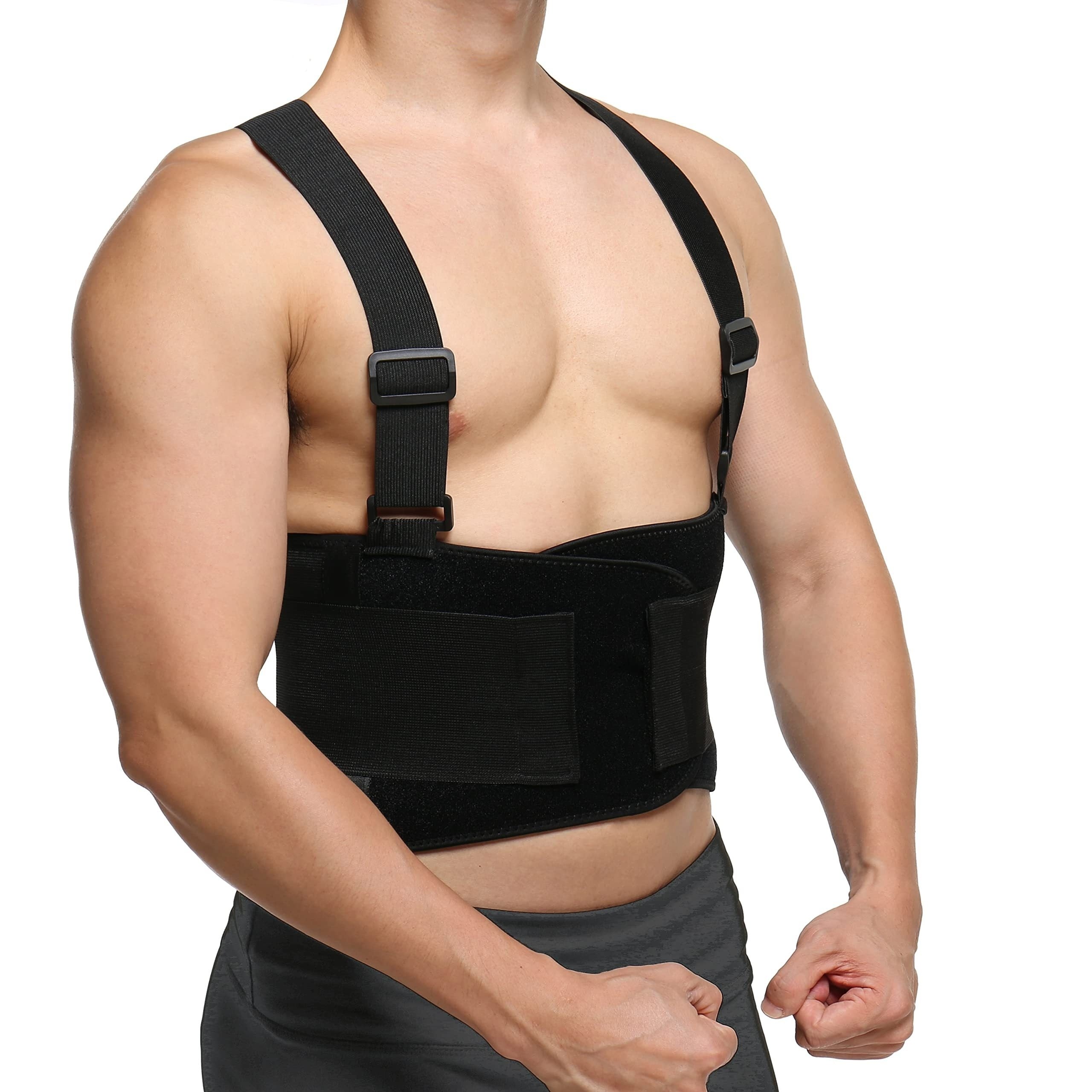 Heavy Duty Weight Lift Lumbar Back Support Belt Brace Suspender