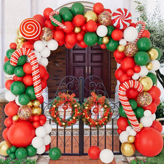118pcs Christmas Balloon Garland Arch Kit Red Green Golden Balloons
