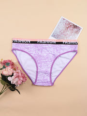 6 Pack Plus Size Panties Set Tie Dye Contrast Letter Tape Low Waisted Comfort